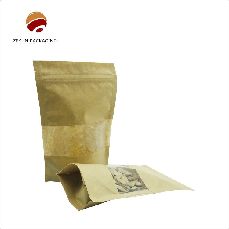 Lebensmittelverpackung Kraftpapier Zip Lock Tasche kundenspezifische Größe Feuchtigkeitsdichte Matte oder glänzende Oberfläche