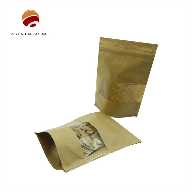 Lebensmittelverpackung Kraftpapier Zip Lock Tasche kundenspezifische Größe Feuchtigkeitsdichte Matte oder glänzende Oberfläche